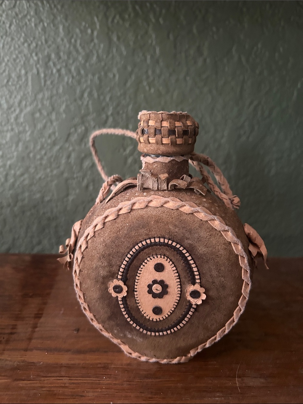 Handcrafted Brown Leather Canteen Accent